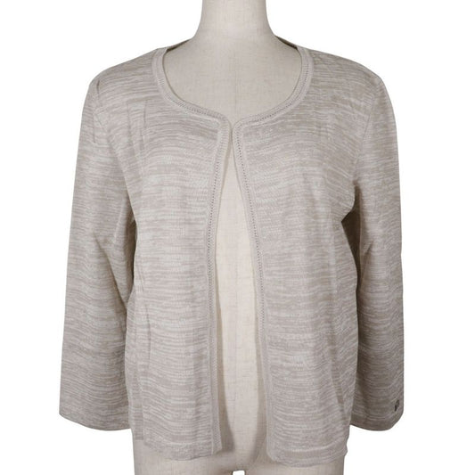 Chanel Logo Plate P12872v00569 Cotton Beige Women's Cardigan