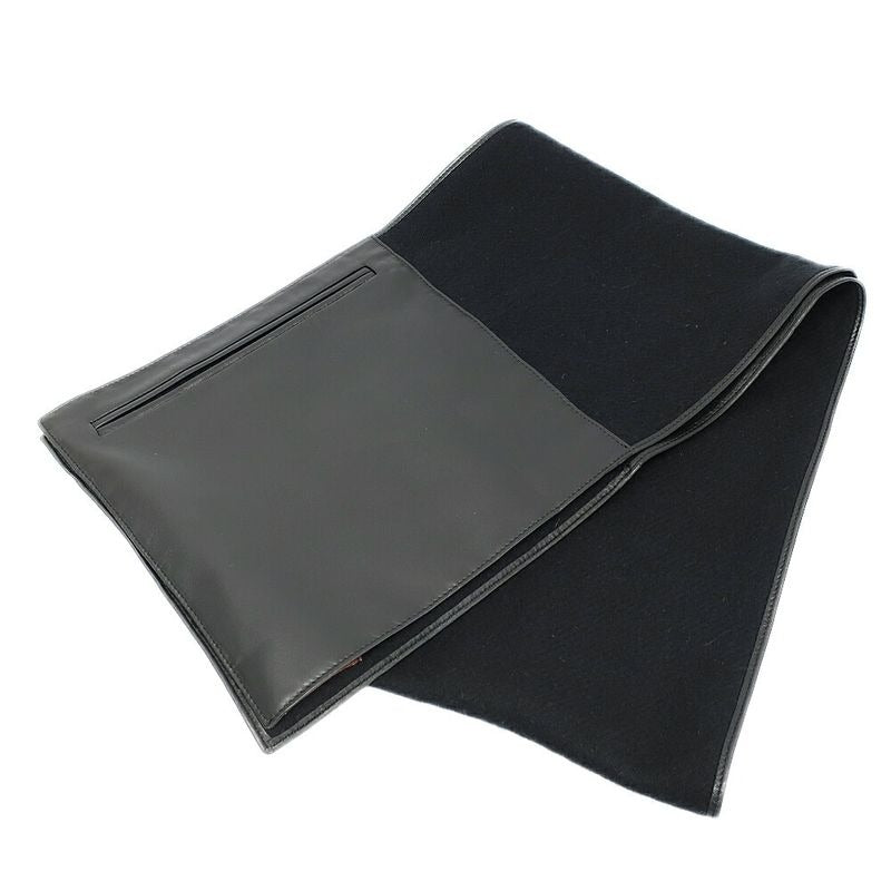 Loewe Shawl Muffler With Pocket Black Leather Cashgora Apparel Scarf