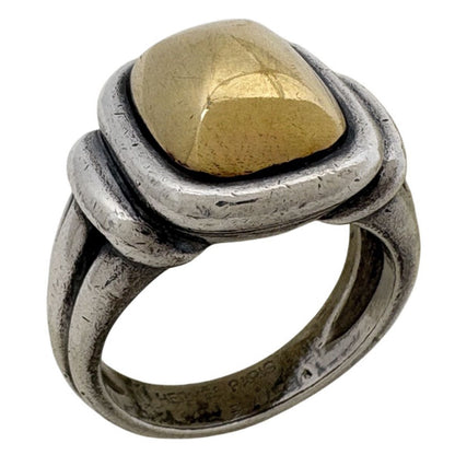 Hermes Square Ring Metal Silver Gold