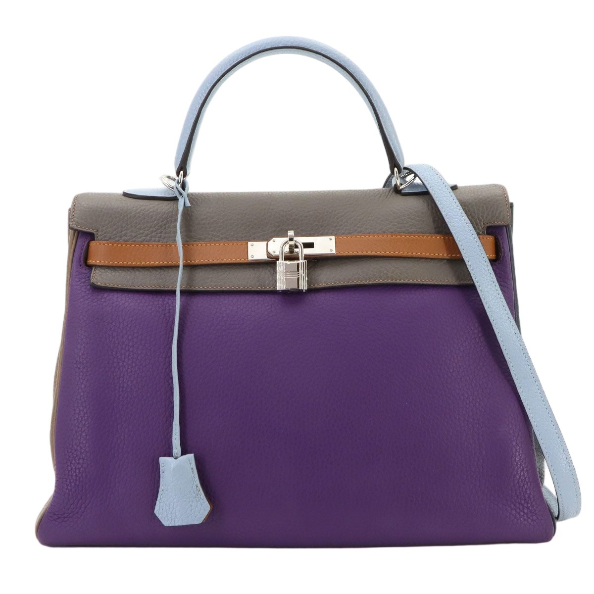 Hermes Kelly 35 Harlequin Taurillon Clemence Ultra Violet Blue Run 2-Way Hand