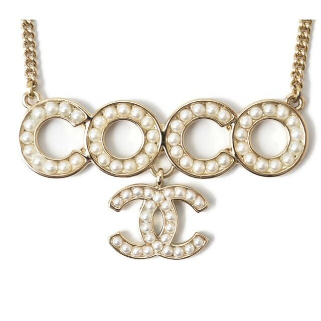 Chanel Coco Mark CC Pearl Motif Gold White