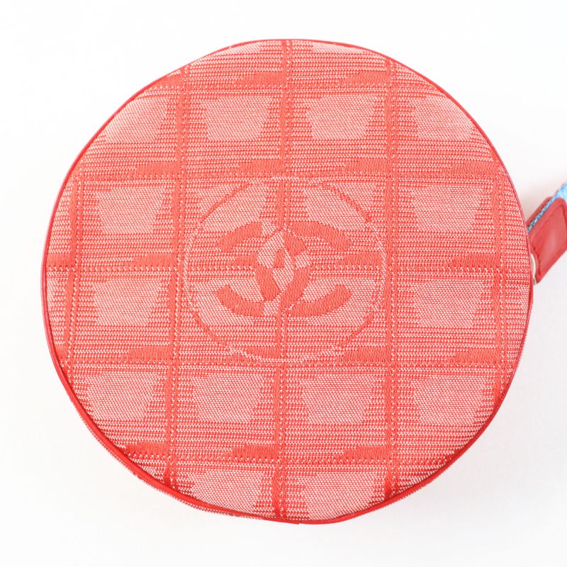 CHANEL 6859809 New Travel Line Nylon Round Shape Round Pouch Red With Box Made
