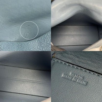 Loewe Shoulder Bag Anagram Leather Blue Gold Hardware Crossbody Chain Women