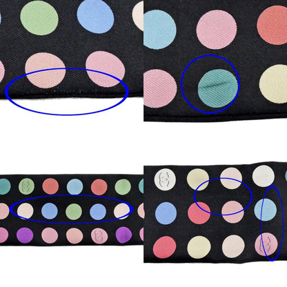 Chanel Headband Twill Black Multicolor Dot Coco Mark Silk Scarf