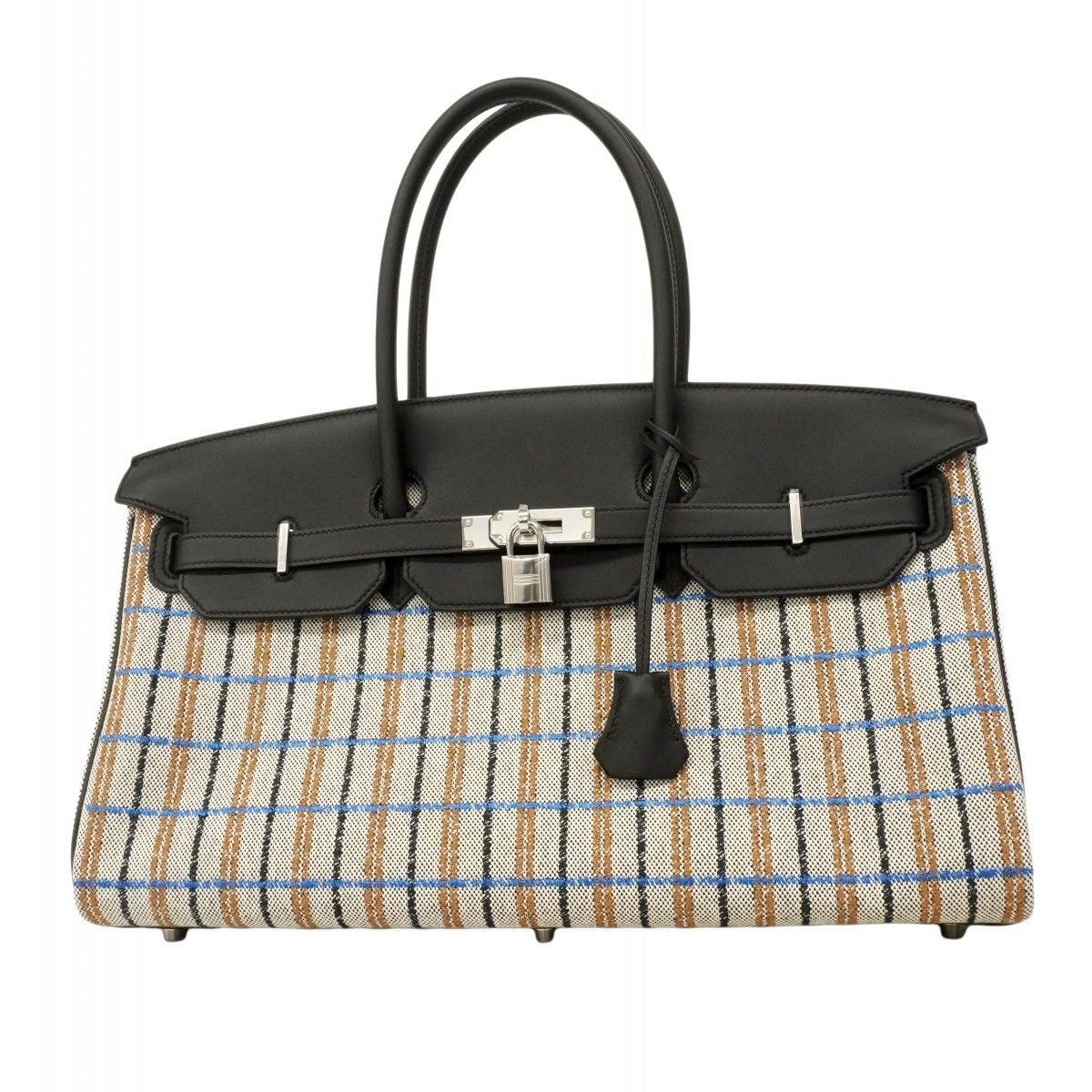 Hermes Shoulder Bag Birkin 39 Toile Ash Swift Black Silver