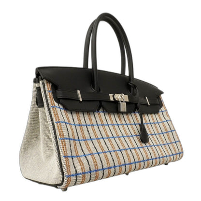 Hermes Shoulder Bag Birkin 39 Toile Ash Swift Black Silver — view 2