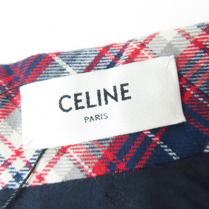 Celine Cotton Flannel Check Cropped Length Sleeveless Top Multicolor 34 — view 5