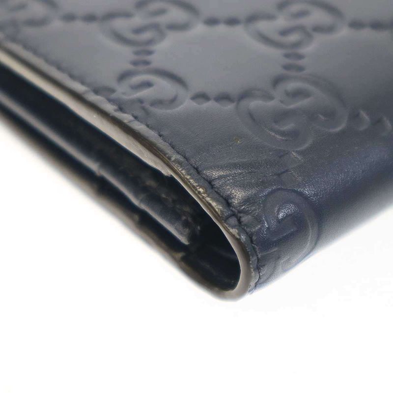 Gucci Striped Leather Compact Wallet 410120 Navy