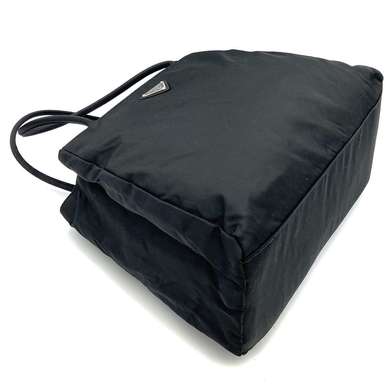 Prada Tote Handbag Black Nylon Women Men Triangle Logo