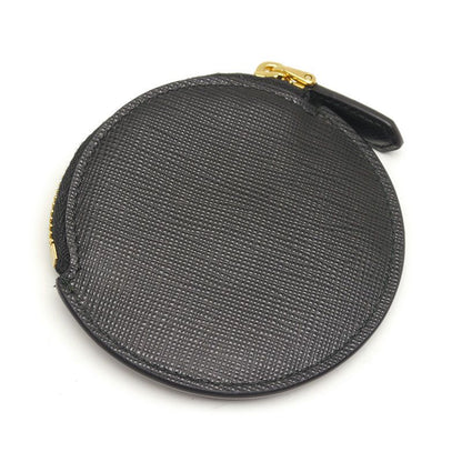 Prada Saffiano Round Coin Case Coin Purse Round Black