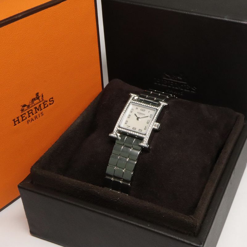 Hermes H Watch Mini 21 mm (0.83in) Hh1.131 SS Ashie Bracelet White