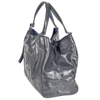 Gucci Soho Handbag Patent Leather 282309 Navy Gold Hardware Enamel Tassel