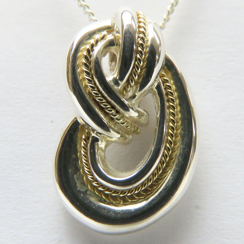 Tiffany & Co Necklace Twisted Knot Rope Silver 925 18K Yellow Gold Approx 3.8g