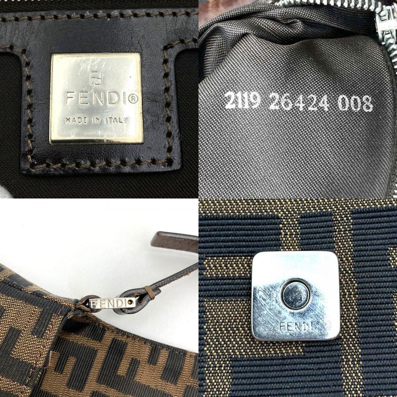 Fendi Zucca 26424 Handbag Shoulder Bag Canvas Brown Women