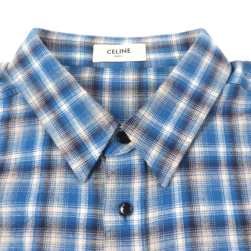 Celine 21SS 2c486354m Loose Shirt In Checked Cotton Loose Checked Cotton Long