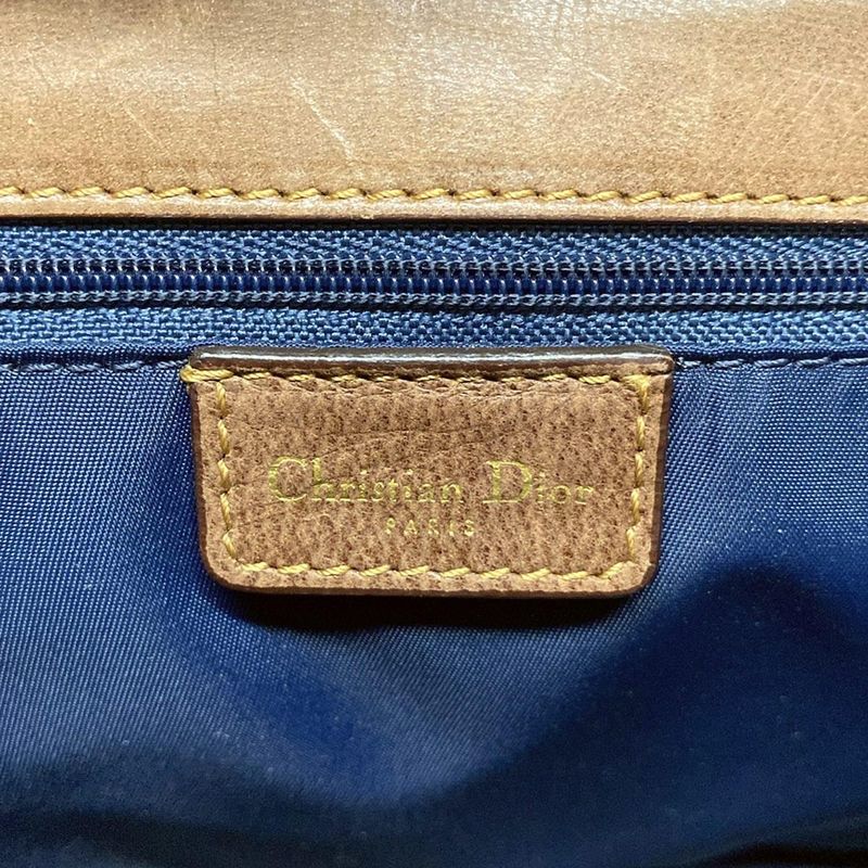 Dior/christian Dior Handbag Street Chic Navy Ivory And Dark Brown Leather