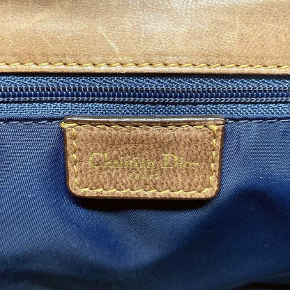 Dior/christian Dior Handbag Street Chic Navy Ivory And Dark Brown Leather
