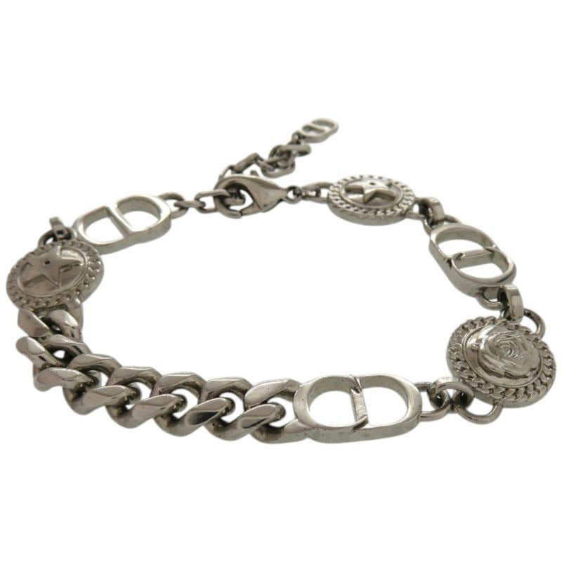 Dior Chain Bracelet Etoile CD Logo Motif Metal Silver 1107