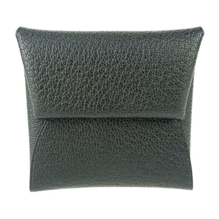 Hermes Bastia Coin Case Black Chevre Silver Hardware