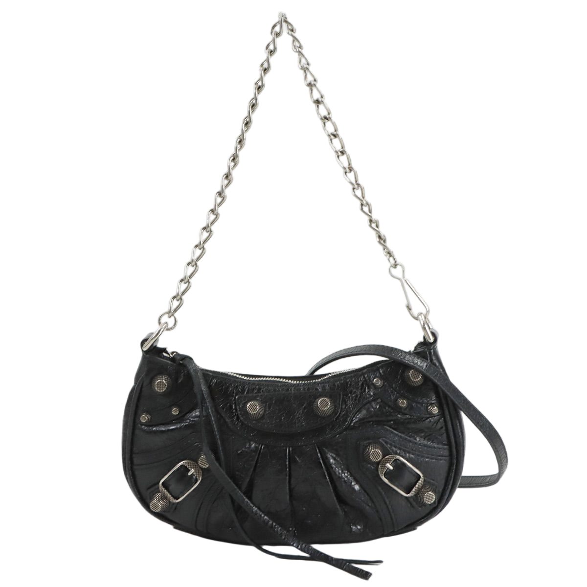 Balenciaga le Cagole Mini 2-Way Chain Shoulder Bag Leather Black