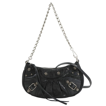 Balenciaga le Cagole Mini 2-Way Chain Shoulder Bag Leather Black
