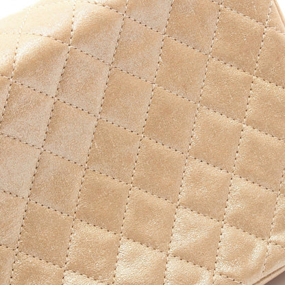 Chanel Shoulder Bag Quilted Metallic Gold Fabric Lambskin Chain — view 10