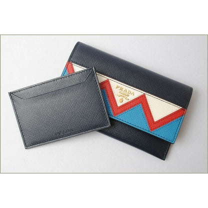 Prada Card Case Fold Wallet 1 Mc004 Saffiano Greche Shape Pressed Leather — view 2