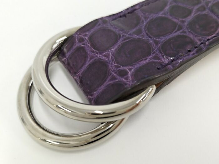 Hermes Scarf Belt Croc Leather Purple □L Engraved