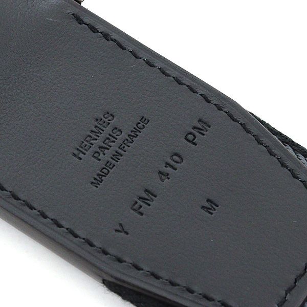 Hermes Double Dring Canvas Belt Black And Gray Silver Hardware Stamped Y (2020)