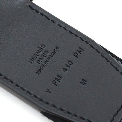 Hermes Double Dring Canvas Belt Black And Gray Silver Hardware Stamped Y (2020)