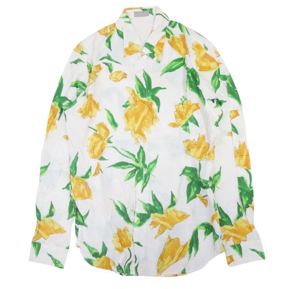 Dior Homme Amoako Boafo Floral Shirt Blouse Top Long Sleeve 40 Ivory Multicolor