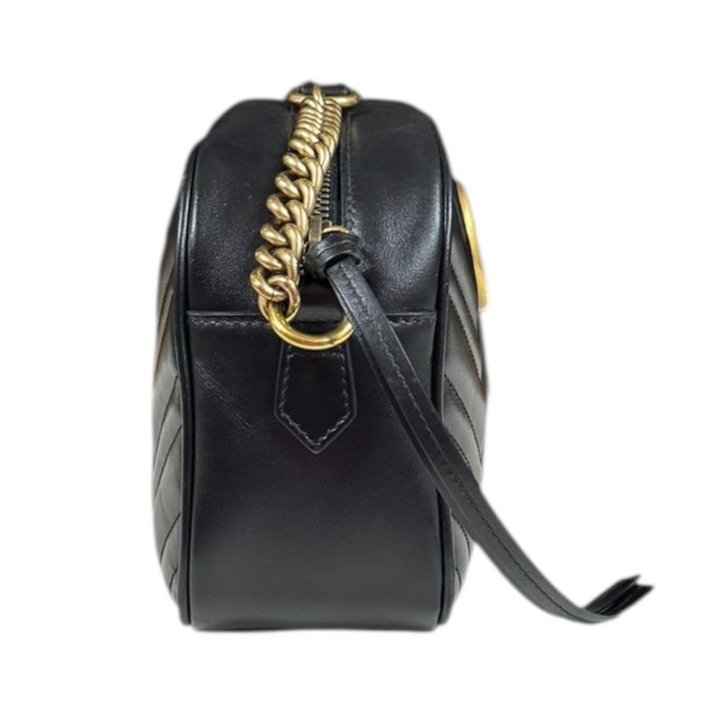 Gucci Quilted Small Shoulder GG Marmont Shoulder Bag Leather 447632 Black