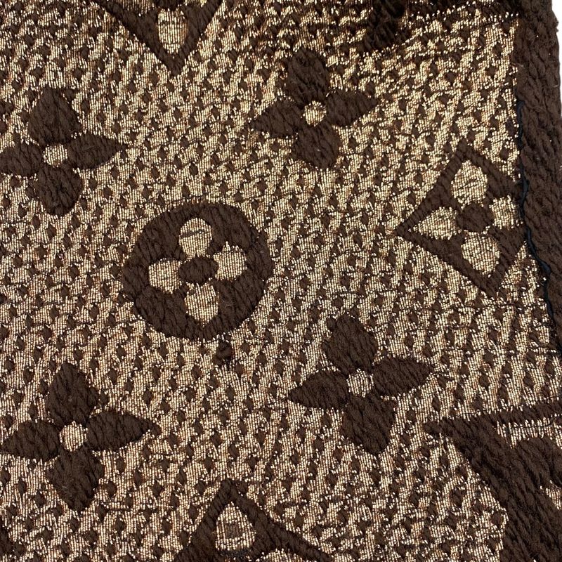 Louis Vuitton Scarf Echarpe Logomania Shine M71383 Monogram Brown Gold Louis