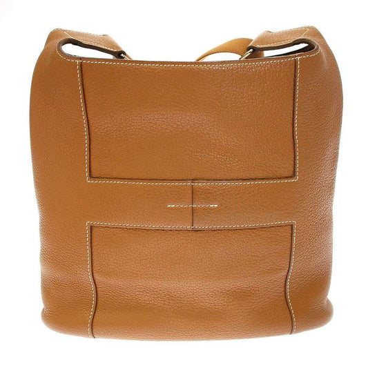 Hermes L Engraved 2008 Good News PM Leather Shoulder Bag Gold