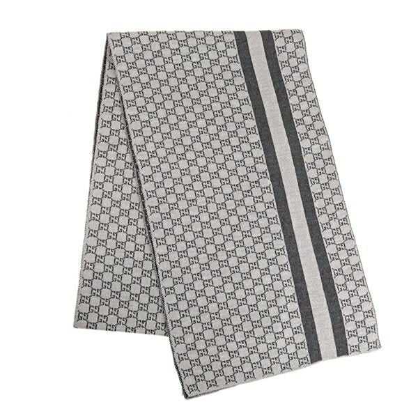 Gucci Scarf Stole Wool Light Gray Dark