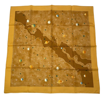 Hermes Scarf Silk Carre 90 Lavoie Lactee Milky Way Yellow