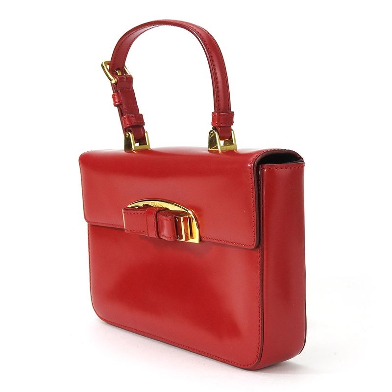 Prada Handbag Bn1670 Calf Rosso Red Gold Hardware Mini Bag Ribbon Ladies Women