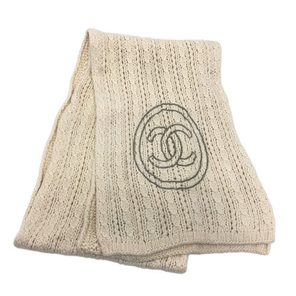 Chanel Scarf Chain CC Logo Cashmere White