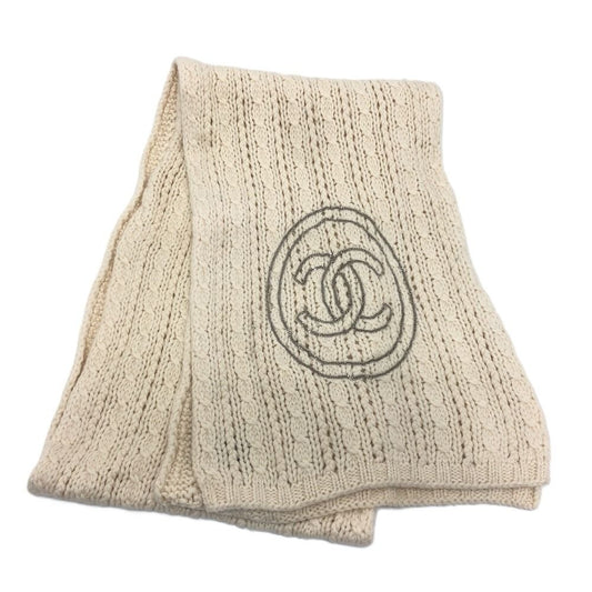 Chanel Scarf Chain CC Logo Cashmere White