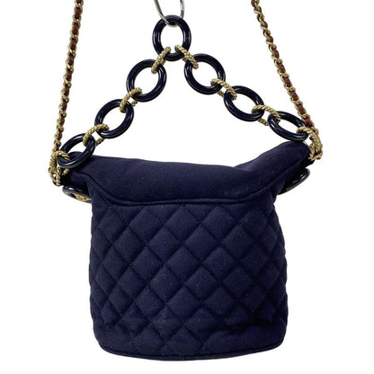 Chanel Shoulder Bag Matelasse Navy Marine Charm / Vintage Gold Hardware /