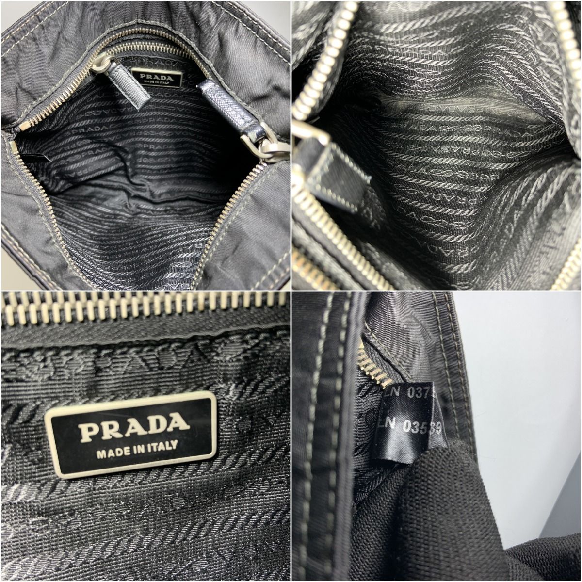 Prada Flower Embroidery Nylon Crossbody Shoulder Bag Black