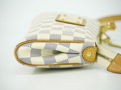 Authentic Louis Vuitton LV Eva Damier Azure 2WAY Shoulder Bag Handbag White