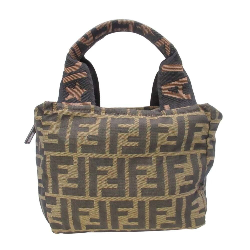 Fendi Vintage Zucca Pattern Mini Handbag FF Logo All Purse Brown