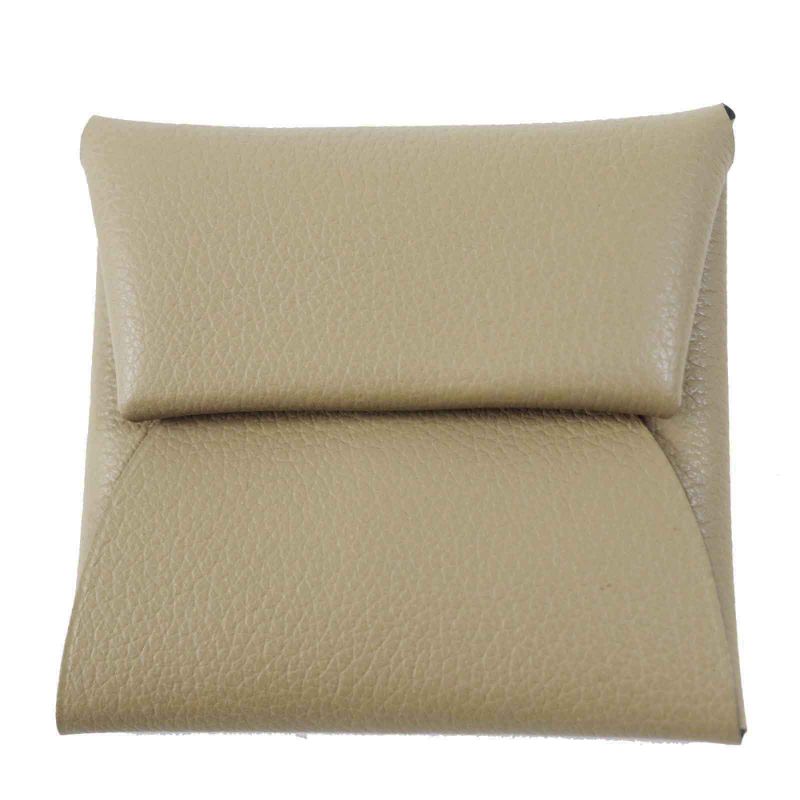 Hermes Bastia Beige Marfa Silver Hardware Evercolor Coin Case Engraved W With