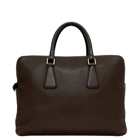 Prada Business Document Brown Briefcase Leather