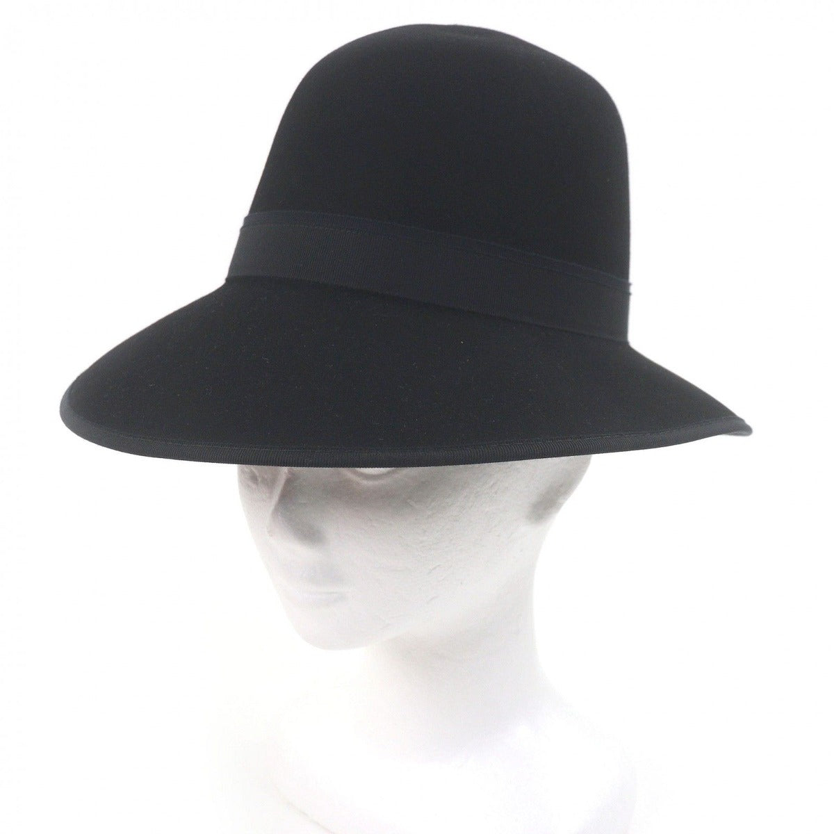 Hermes Rabbit Fur Embroidered Bora Hat Felt Black 58 Boxes Purchase Note