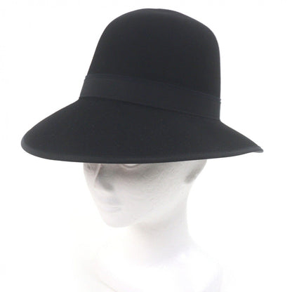 Hermes Rabbit Fur Embroidered Bora Hat Felt Black 58 Boxes Purchase Note