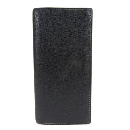 Cartier Long Wallet Santos De Leather Black Bifold Simple Small Everyday Use