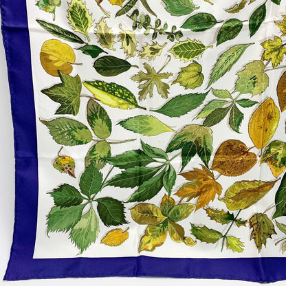Hermes Fallen Leaves White X Navy Silk Scarf