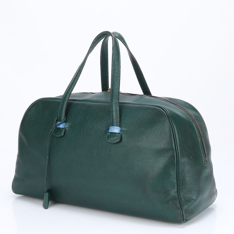 Hermes 00W Marked Gallop 50 Leather Boston Bag Green Business Travel A4 Tote